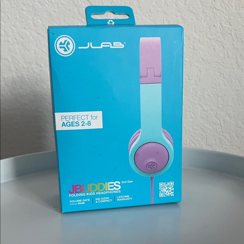 JLab JBuddies Folding Kids Headphones - Purple and Blue